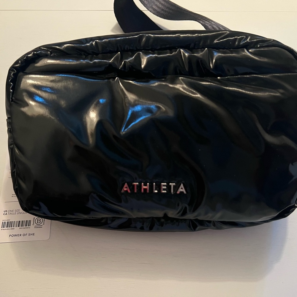 Athleta Black All About Shine Crossbody Belt Bag NWT